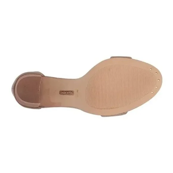 NEW Louise et cie Women Nubuck Gold Eyelet Slide Ankle Strap Dress Block Heel - Picture 4 of 4